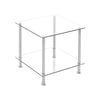 2 Tier Sofa Bed Side Table with Storage Shelf Square Glass Living Room Bedroom