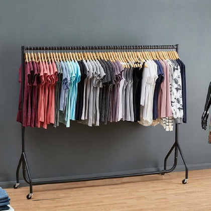 6 ft Rolling Clothes Rail Rack Garment Dress Hanging Stand Storage Hanger Shelf