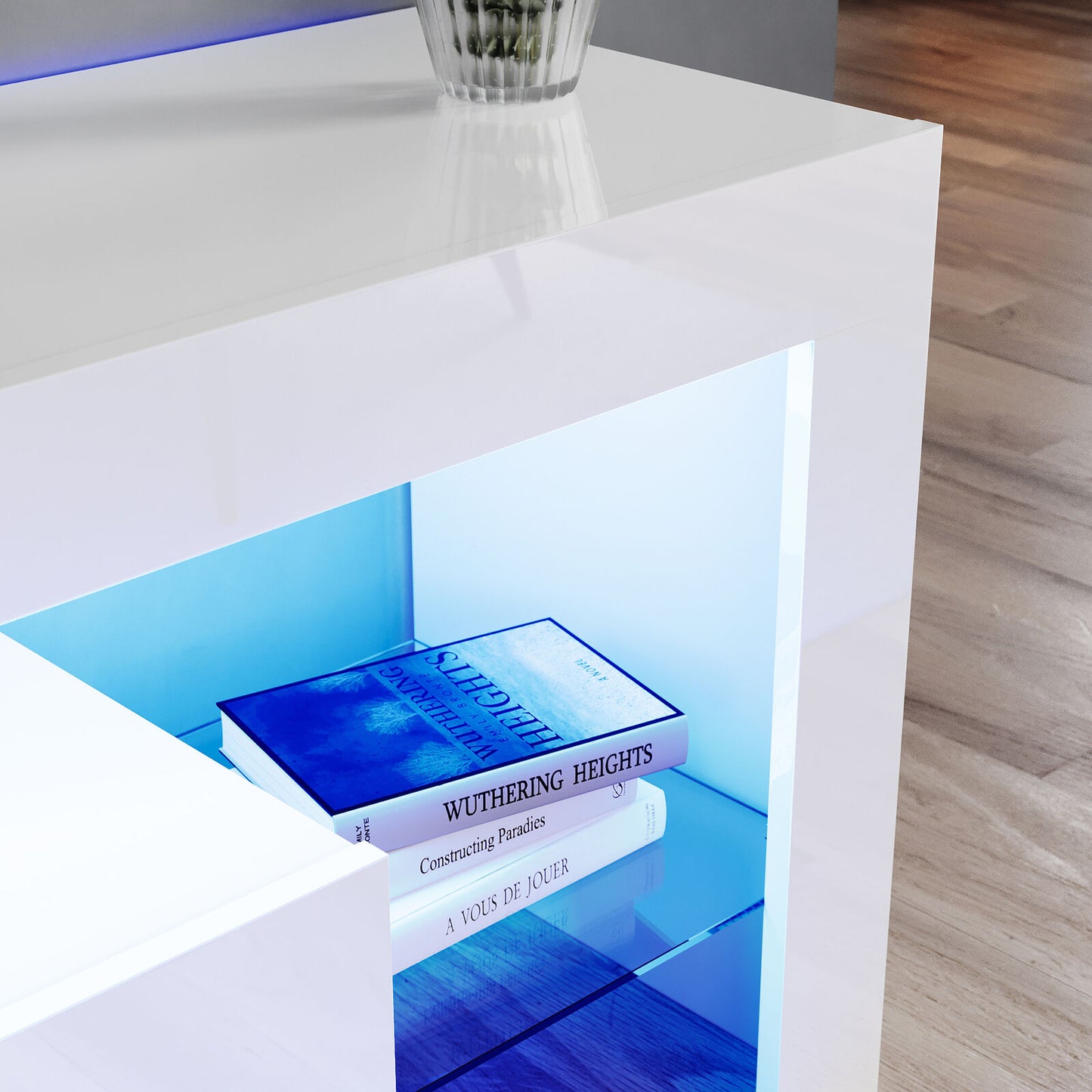 High Gloss White 140cm TV Stand Cabinet Unit Drawer Sideboard with LED Lights