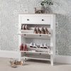 Shoe Cabinet Storage Wooden White Grey