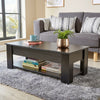 Black Wooden Coffee Table With Lift Up Top Storage Area and Magazine Shelf