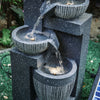 4 Tiers Rock Cascade LED Water Feature Fountain Waterfall Stone Effect Garden UK