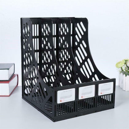 Office Filing Rack Holder A4 Document Letter Paper Storage 3 Tiers Plastic Shelf