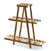 3 Tier Outdoor Wooden Flower Plant Pot Shelf Stand Folding Display Ladder Garden