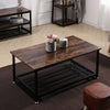Coffee Table 2-Tier Mesh Shelf Storage Living Room Side End Table Cocktail Table