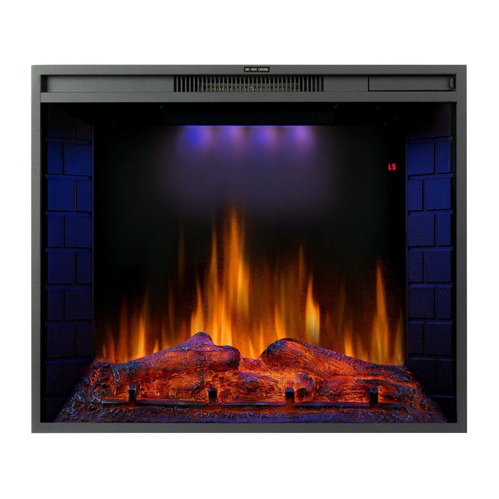 1.8KW Electric Fireplace 30'' Log Burning LED Flame Effect Standing Fan Heater