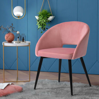 Home Dining Chair Velvet Chair Metal Legs Fabric Armchair Kitchen Living Room