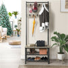 Industrial Coat Rack Stand w/Shoe Bench 185cm Shoe Clothes Rack for Hallway Grey