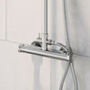 Bathroom Thermostatic Mixer Shower Set Square Chrome Twin Head Exposed Valve