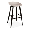 2x Light Grey Barstools Plastic Seat and Black Metal Legs Home Kitchen Bar