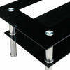 Rectangle Glass Coffee Table Black With Lower Shelf Modern Living Room Furniture