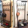 Metal Coat Rack Stand with 18 Hooks & 3-Tier Shelves Hats Shoes Rack for Hallway