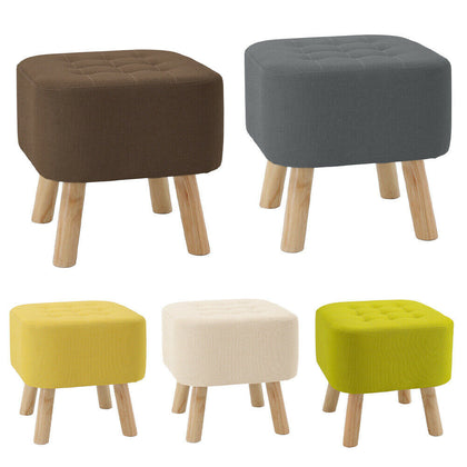 LARGE FOOTSTOOL FABRIC PADDED POUFFE OTTOMAN STOOL SQUARE FOOT REST GUEST STOOL