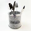 Sparkly Crushed Diamond Crystal Filled Utensil Holder Kitchen Storage Spoon UK