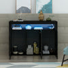 Modern Black High Gloss 3 Doors Matt Sideboard Cabinet Cupboard RGB LED Lights