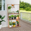 3-Tier Hanging Plant Stand Indoor Outdoor Vertical Wooden Plant Flower Shelf Pot