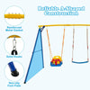 3-in-1 Kids Swing Set Metal A-Frame Stand Swing Playset Platform Tree Swing Seat