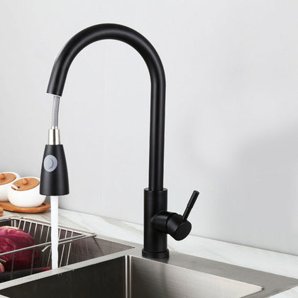 Kitchen Sink Mixer Taps Pull out Spray Swivel Spout Single Lever Tap Mono Faucet