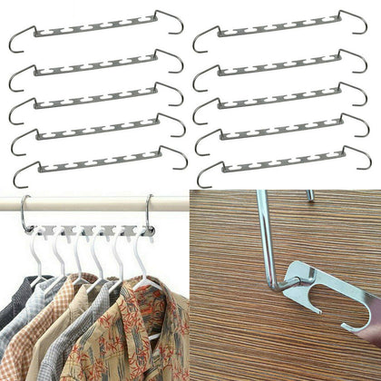 METAL MAGIC CLOTHES CLOSET HANGERS COAT CLOTHING ORGANISER SPACE SAVER HOOKS