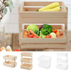 2/3 Tier Fruit Vegetable Wood Stand Storage Basket Holder Display Rack Organiser