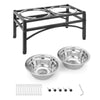 Double Elevated Dog Pet Feeder Bowl Stainless Steel Food Water Stand Tray UK