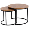 Set of 2 Metal Wood Nest of Side Tables for Cafe Home Tea Coffee Round Table NEW
