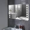 Bathroom Anti-Fog LED Illuminated Mirror With Clock Shaver Socket Horizontal