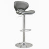 GREY PU Leather Breakfast Bar Stool Swivel Kitchen Chrome Metal Base Gas Lift