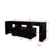 TV Unit Cabinet Stand Modern Storage LED Light Media Entertainment Holder Black