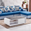 White High Gloss Coffee Table 8MM Tempered Glass 2 Drawers Storage Living Room