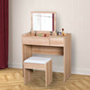 Dressing Table Set Cushioned Stool Flip-up Mirror Drawer Chipboard Wood