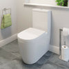 Close Coupled Bathroom Toilet Modern White Square Ceramic Soft Close Seat WC Pan