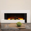 50 Inch LED Flame Glass Fireplace White Mantel Electric Fire Heater Wall Mounted