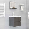 Cloakroom Bathroom Mirror with Shelf High Gloss Grey 40x10.5x37 cm Chipboard