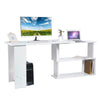White L-Shaped Corner Computer Desk Workstation PC Laptop Table with Bookshelves