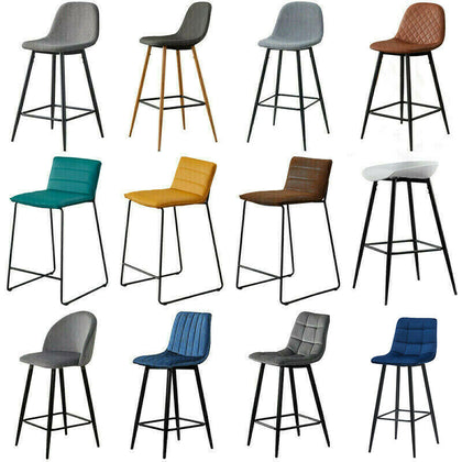 2X Bar Stools PU/ Velvet/ Fabric Breakfast Stool Chairs Kitchen Pub Grey Brown