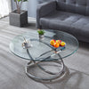 Tempered Glass Coffee Table Round Accent Side Table Chrome Base Home Office