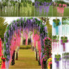 Artificial Silk Fake Wisteria Flowers Garland Vine Hanging for Garden Shop Bar