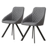 2X Brown/Grey Faux leather/Velvet Dining Chairs Set Kitchen Dining Room Chairs