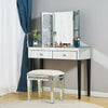 Bedroom 1/2 Drawers Mirrored Glass Dressing Table Cushioned Stool Mirror Set UK