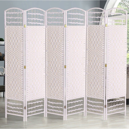 4/6 Panels Folding Room Divider Wicker Floor Standing Privacy Screen Separator