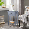 Wooden Side End Table, Bedside Table with Drawer & Shelf Grey Nightstand Bedroom