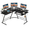 L-shaped Computer Desk Ergonomic Gaming Table Study Workstation W/ Power Outlet