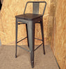 TOLIX TARNISHED METAL BAR STOOL TABLE SET WOOD SEAT RETRO BISTRO CAFE RESTAURANT