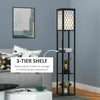 Modern Shelf Floor Lamp Light with 4-tier Open Storage Shelves Wooden Home Unit