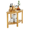 Bath Stool Non-slip 2-Tier Bathroom Bench Bamboo Storage Waterproof Shower Stool