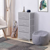 Fabric Storage Unit Cabinet End Side Table w/ 4 Drawers Bedroom Hallway Grey UK