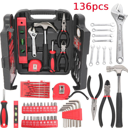 136PC DIY Hand Tool Set Household Daily Maintenance Home Hardware Tool Kit