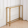 2-Tier Console Table Glass Hall Desk Side End Table W/ Bottom Shelf Gold Frame
