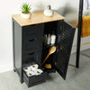 Bathroom Storage Unit | Black Wooden Cabinet Cupboard w/ 4 Drawers